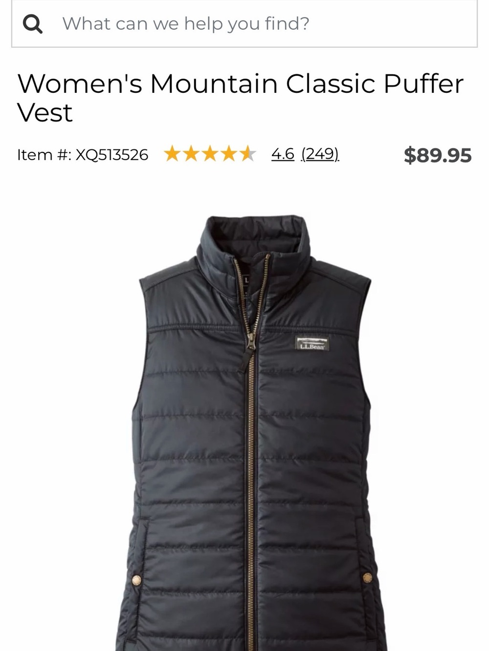 L.L. Bean Women's Quilted Puffer Vest - Black M
